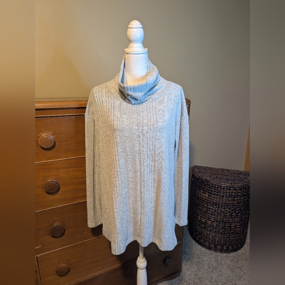 Simply Vera Wang Wind Chime Gray Ribbed Cowl Turtleneck Sweater Sz XL - Picture 2 of 13